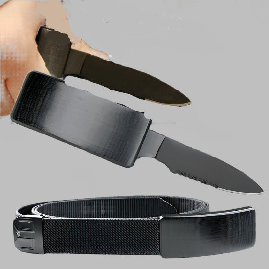 Black Nylon belt with Hidden Knife