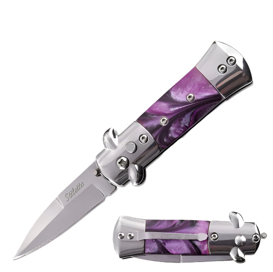 5.25"overall automatic purple/pearl