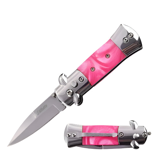 5.25"overall automatic pink/pearl