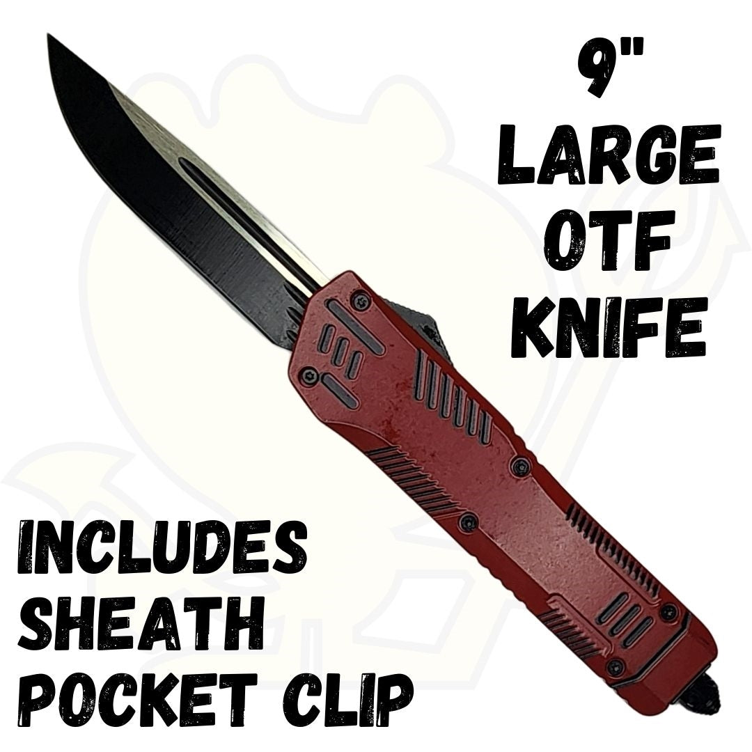Dark Red OTF Knife Large 9"
