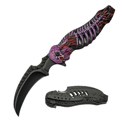 Purple skeleton 5" Assisted Open Knife