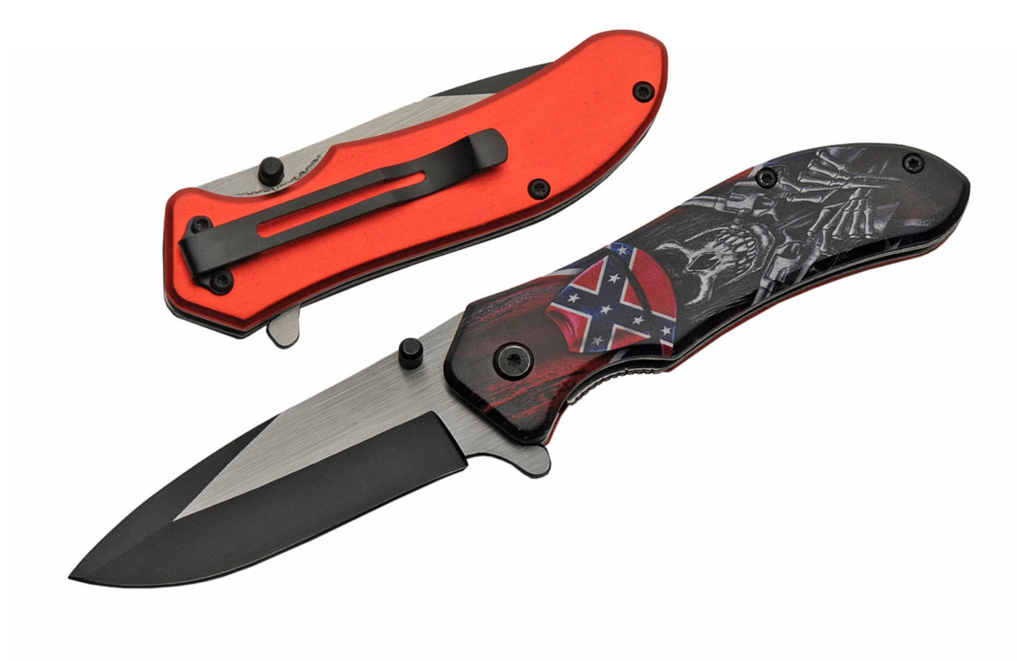 4.5" CONFEDERATE SKULL FOLDER knife