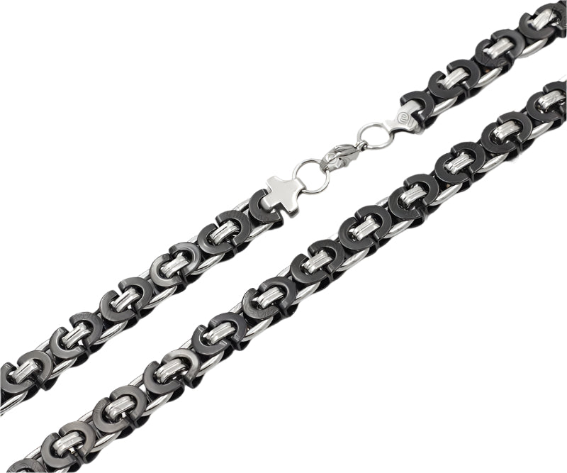 Black and Steel Machine Woven Necklace