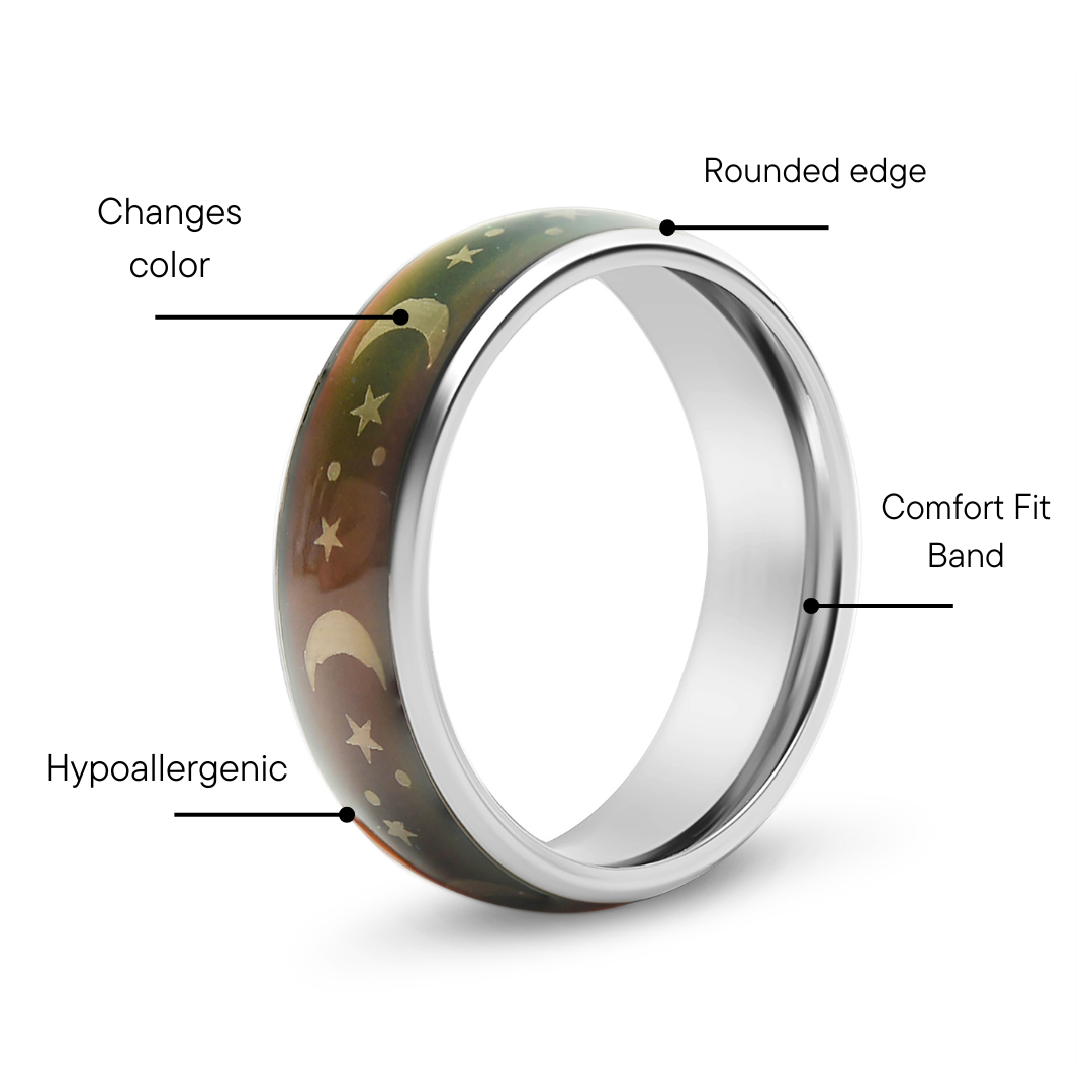 Mood Band With Stars And Moons Ring