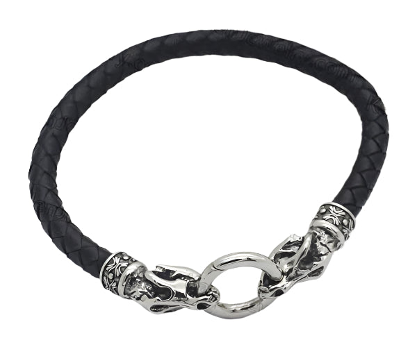 Leather Braided cord and Fire clasp bracelet