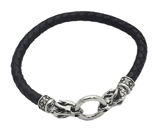 Leather Braided cord and Fire clasp bracelet