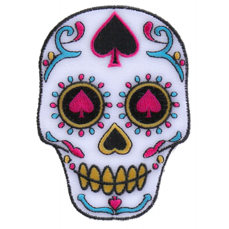P#3190- White sugar skull with spades for eyes