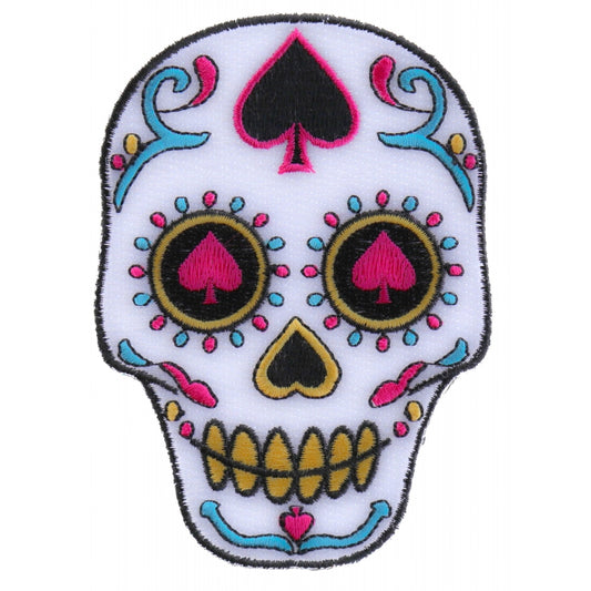 P#3190- White sugar skull with spades for eyes