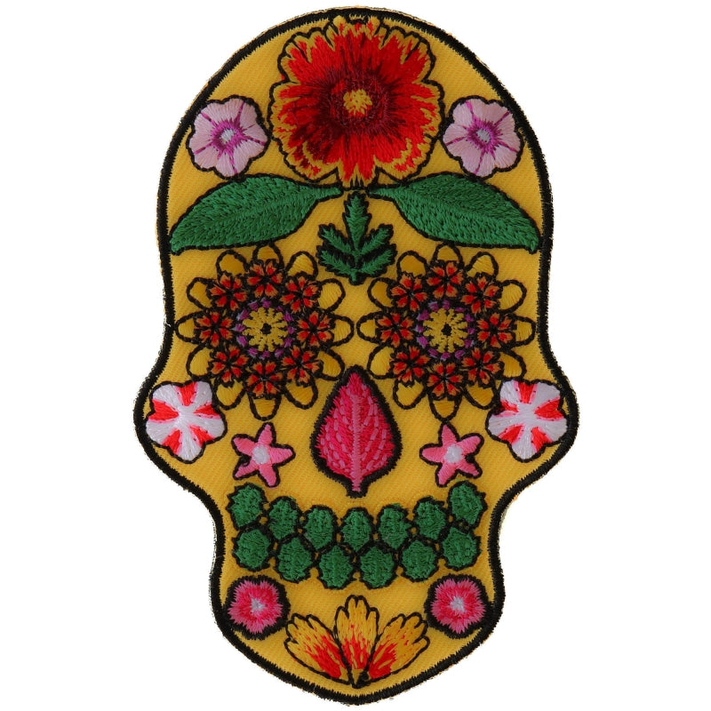P#3252- Green sugar skull w flowers