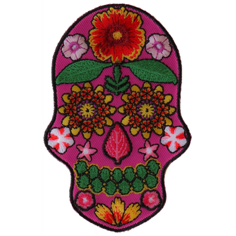 P#3256- Purple sugar skull w flowers