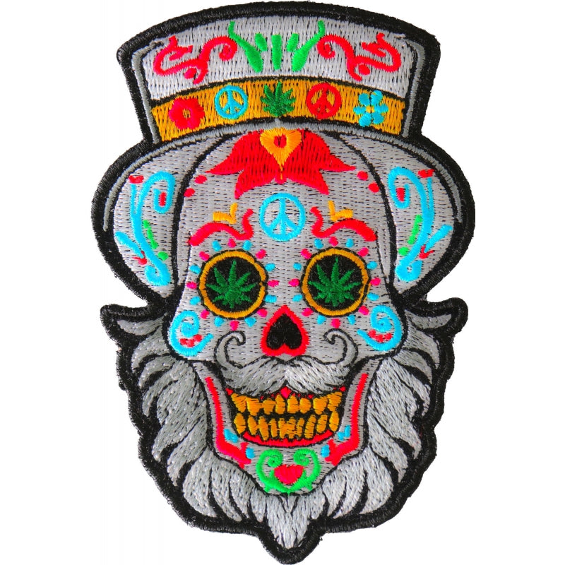 P#3282- White sugar skull with beard and mustache and hat