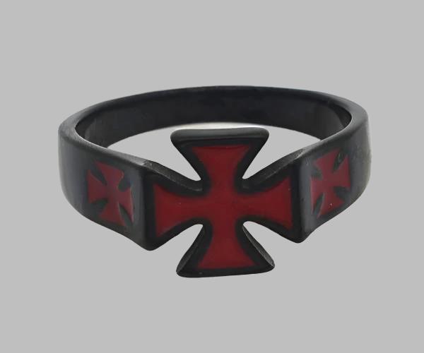 Red maltese cross ring