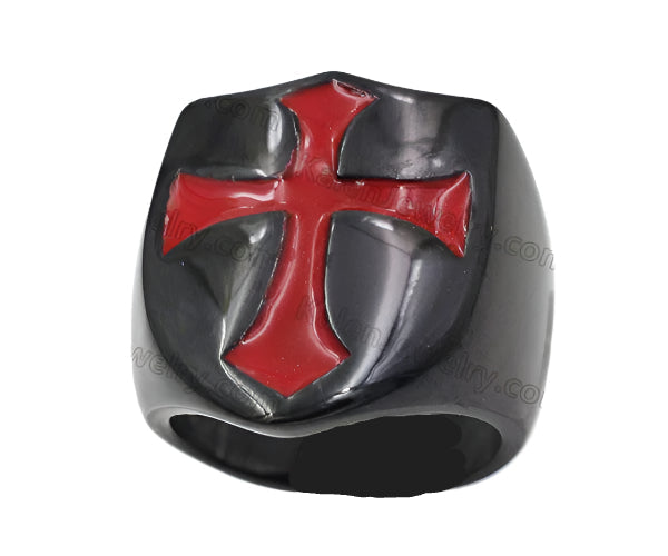 Red Cross Shield Ring #14