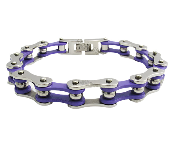 Steel and Purple Chain Bracelet