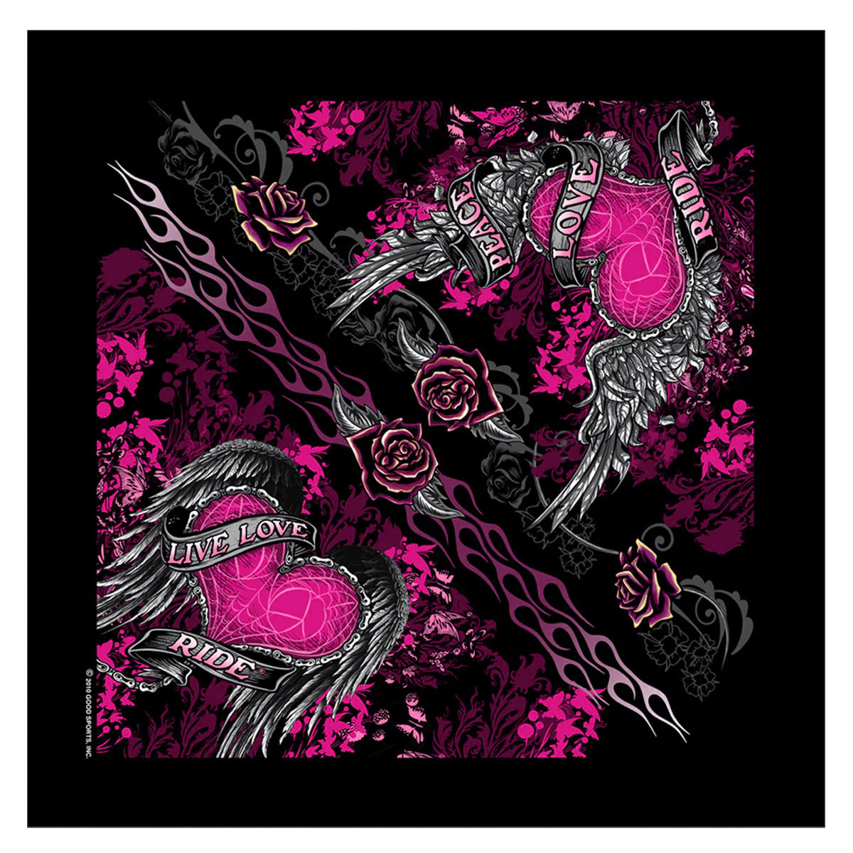 Ladies Banner Heart Live Love Ride Bandana