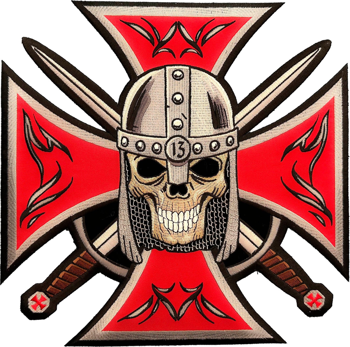 BP#010- Maltese Cross Skull Knight Patch