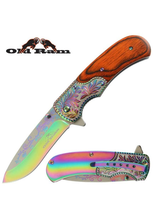 Old Ram handle spring assisted Knife