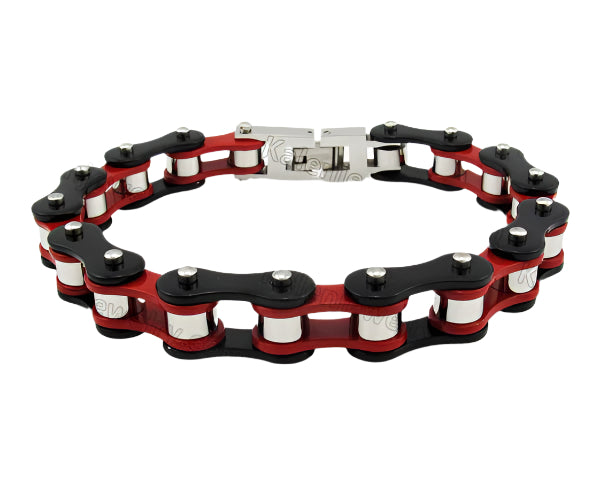 red and black metal chain bracelet