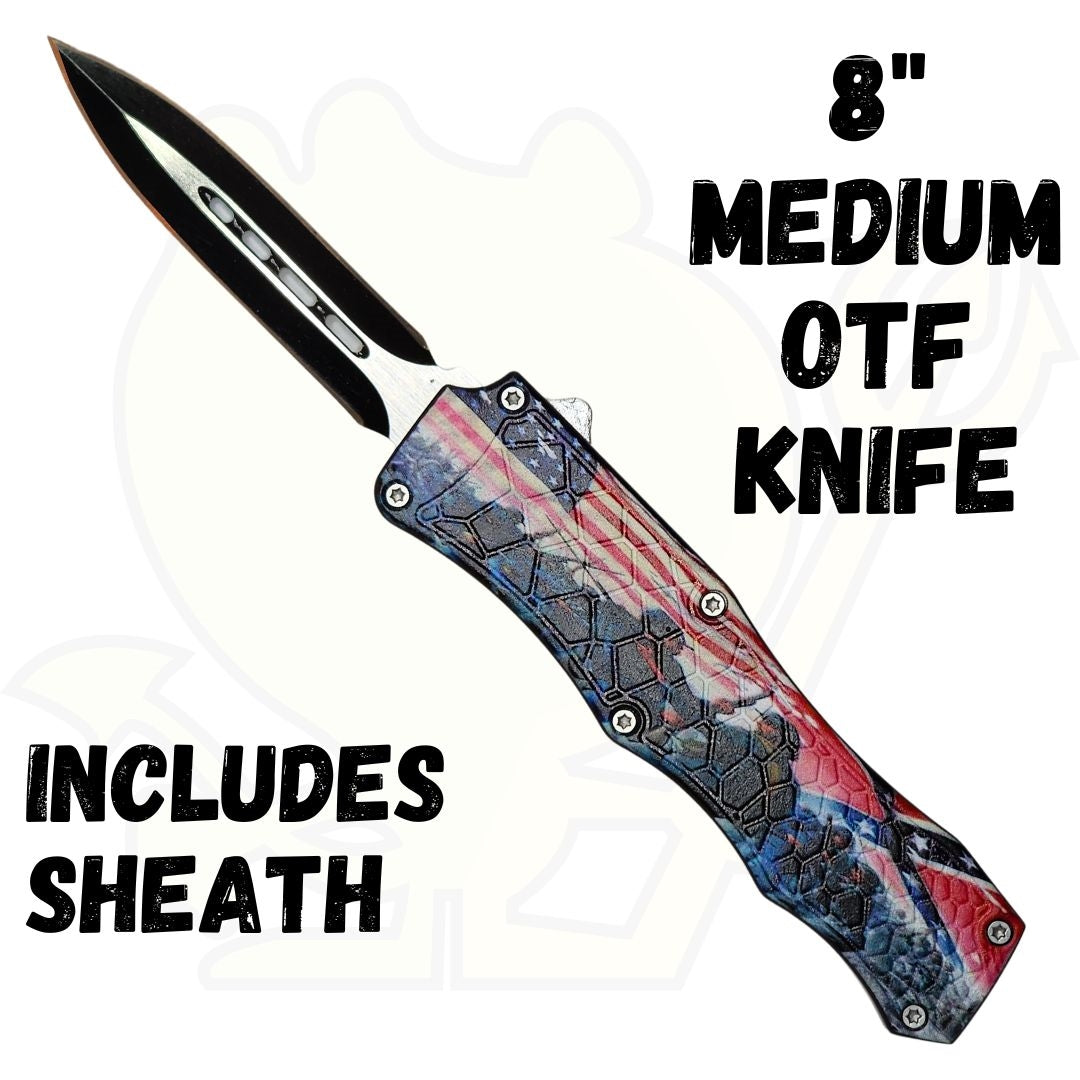 US and Confederate Soldiers 8" OTF Knife