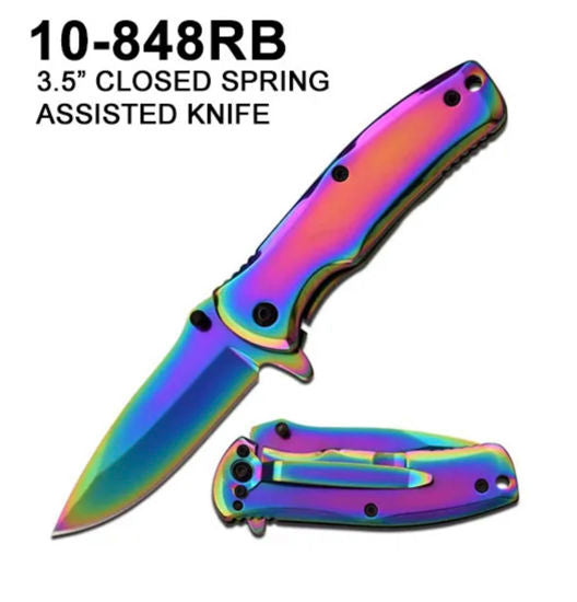 3.5"Closed metal asst knife rainbow
