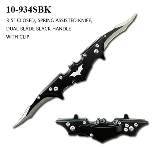 3.75″ CLOSED, BAT DESIGN BLACK ALUMINUM HANDLE