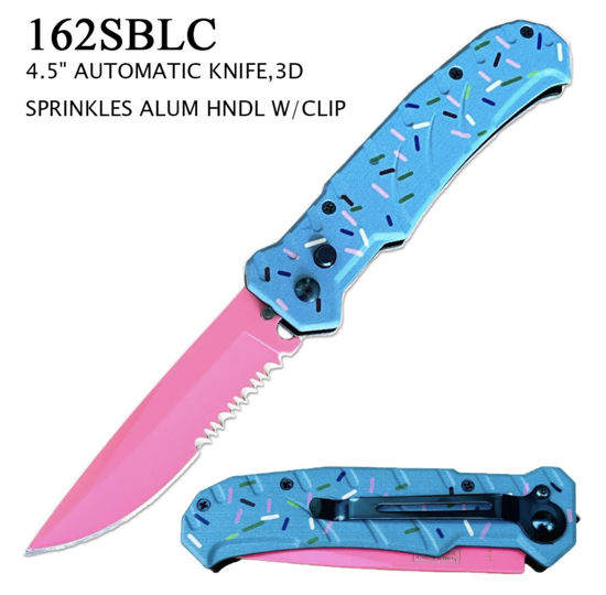 8" Overall Automatic knife lt blue w/ Sprinkles