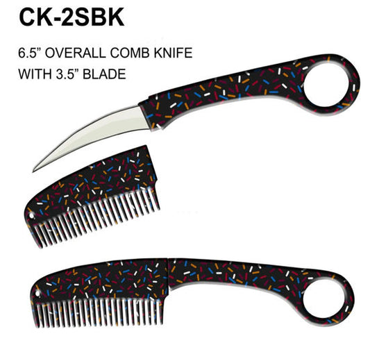 Black Karambit comb knife with sprinkles