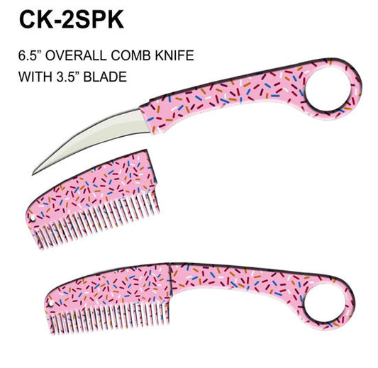 Pink Karambit comb knife with sprinkles