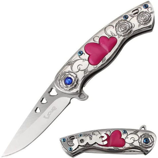 7" Overall heart knife silver