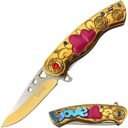 7"Overall heart knife gold knife