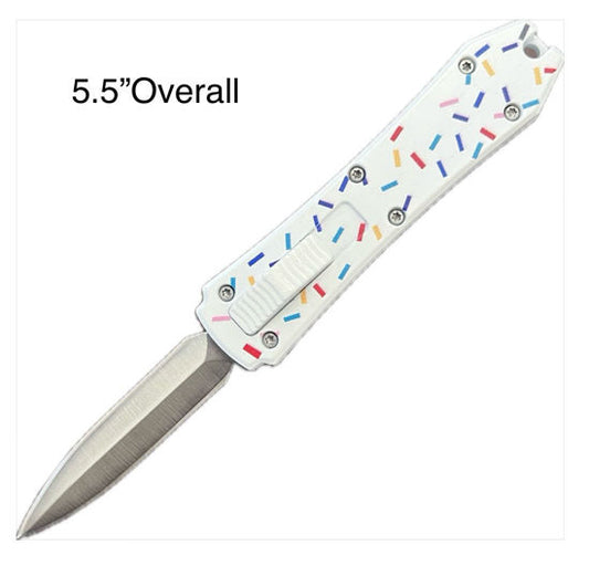 5.25″ MINI OTF White with spinkles  KNIFE