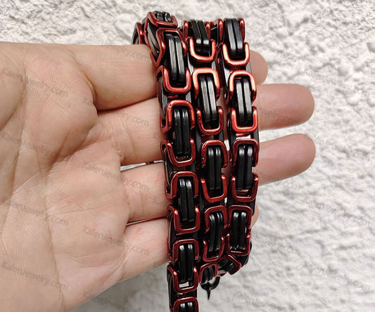 Red and Black Byzantine Necklace 10mm x 34"