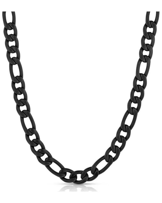 Black Figaro Chain Necklace 12mm x 24"