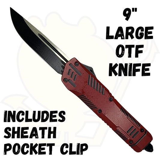 Dark Red OTF Knife Large 9"