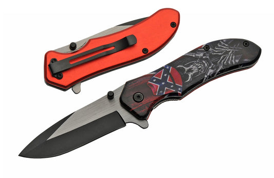 4.5" CONFEDERATE SKULL FOLDER knife
