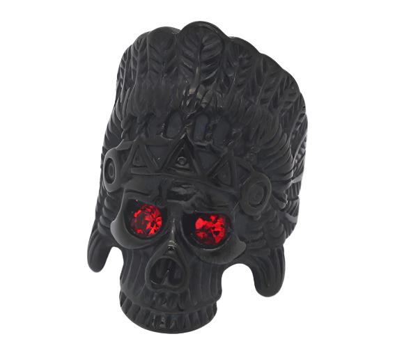 black indian head with red eyes Ring