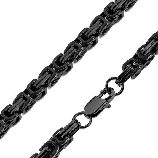 Black Byzantine Chain Necklace 6mm x 24"