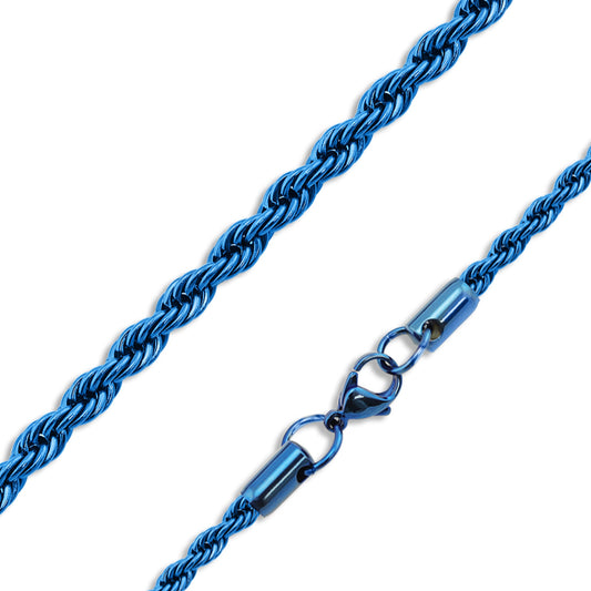 24" 7mm Blue Rope Chain Necklace