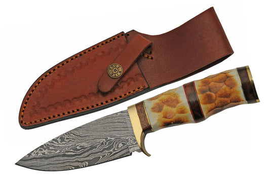 Damascus 9” FLINT BONE HUNTER Knife