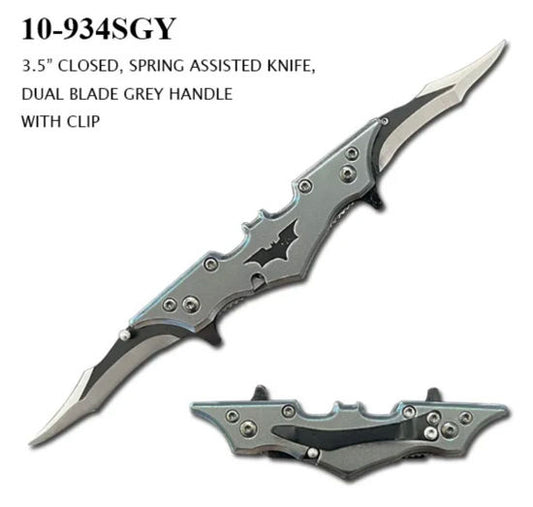 3.75″ CLOSED, BAT DESIGN GRAY ALUMINUM HANDLE