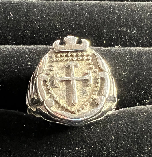 shield cross crown ring