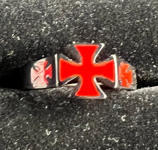 Red maltese cross Ring