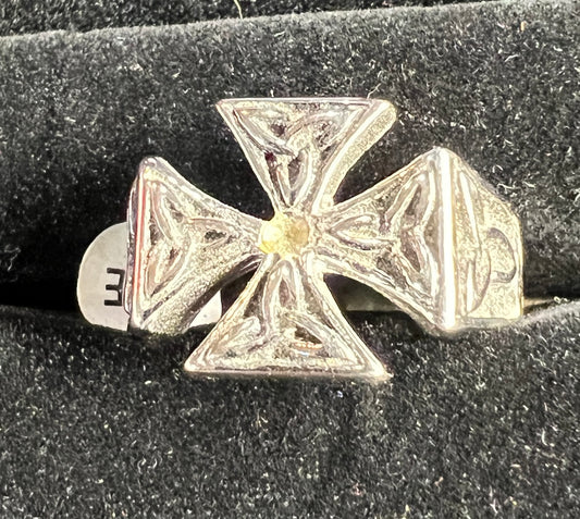 Maltese cross with Celtic symbols Ring