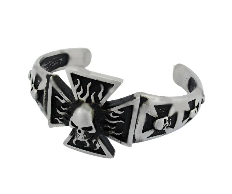 Iron Cross with Skulls bangle Bracelet