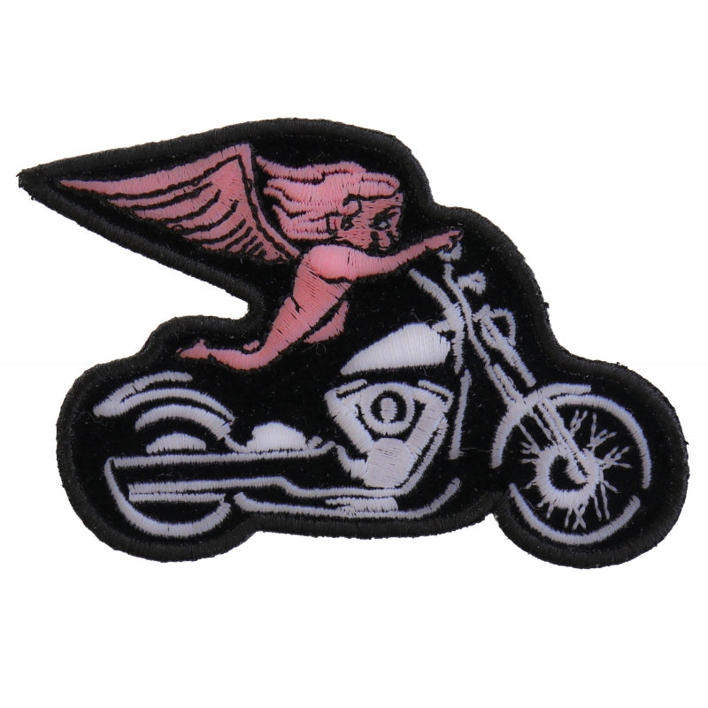 P#3101- Winged pink biker on a motorcycle