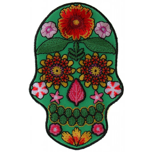 P#3253- White sugar skull w flowers