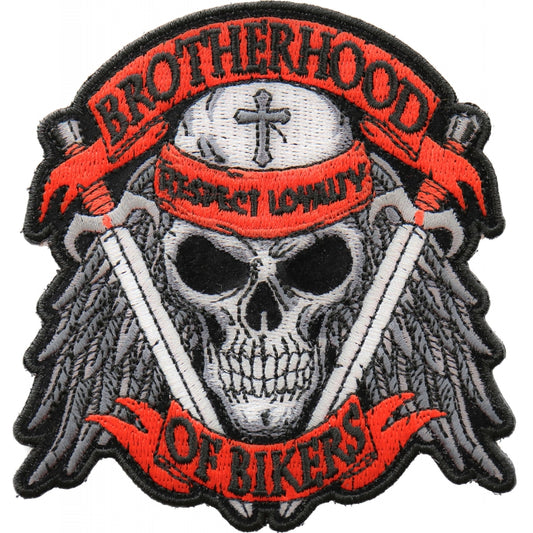 P#3285- Brotherhood of bikers, respect, loyalty cross on top skull with swords