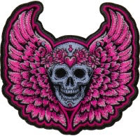 P#3317 Pink Angel Wings with Skull Medium
