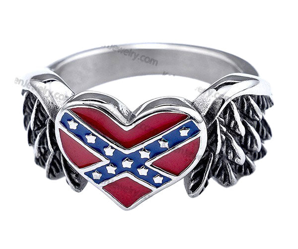 Rebel Heart with wings ring