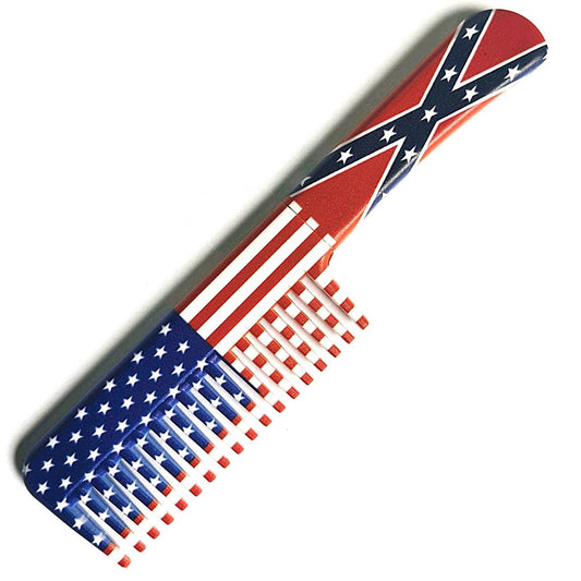 USA and Rebel Flag Comb with Hidden Knife